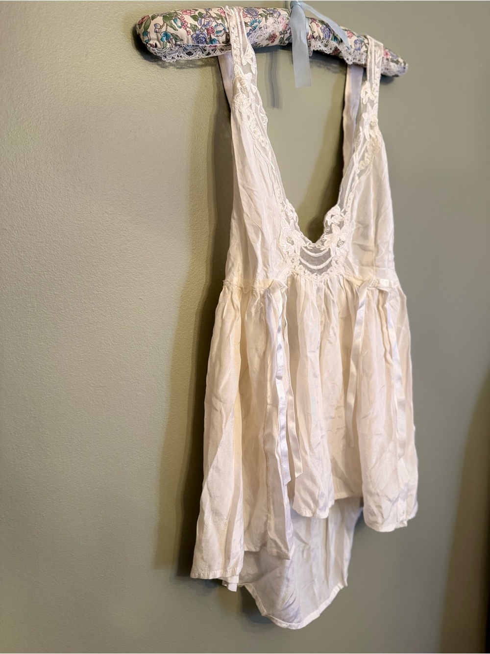 Free People Lizzy Lace Babydoll Tank - Champagne Dream Cream - Size Large - Picture 6 of 12